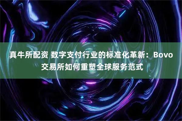 真牛所配资 数字支付行业的标准化革新：Bovo 交易所如何重塑全球服务范式